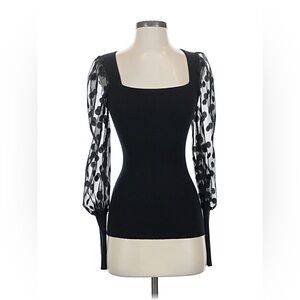 Haute Monde Black Sheer Sleeve Top
